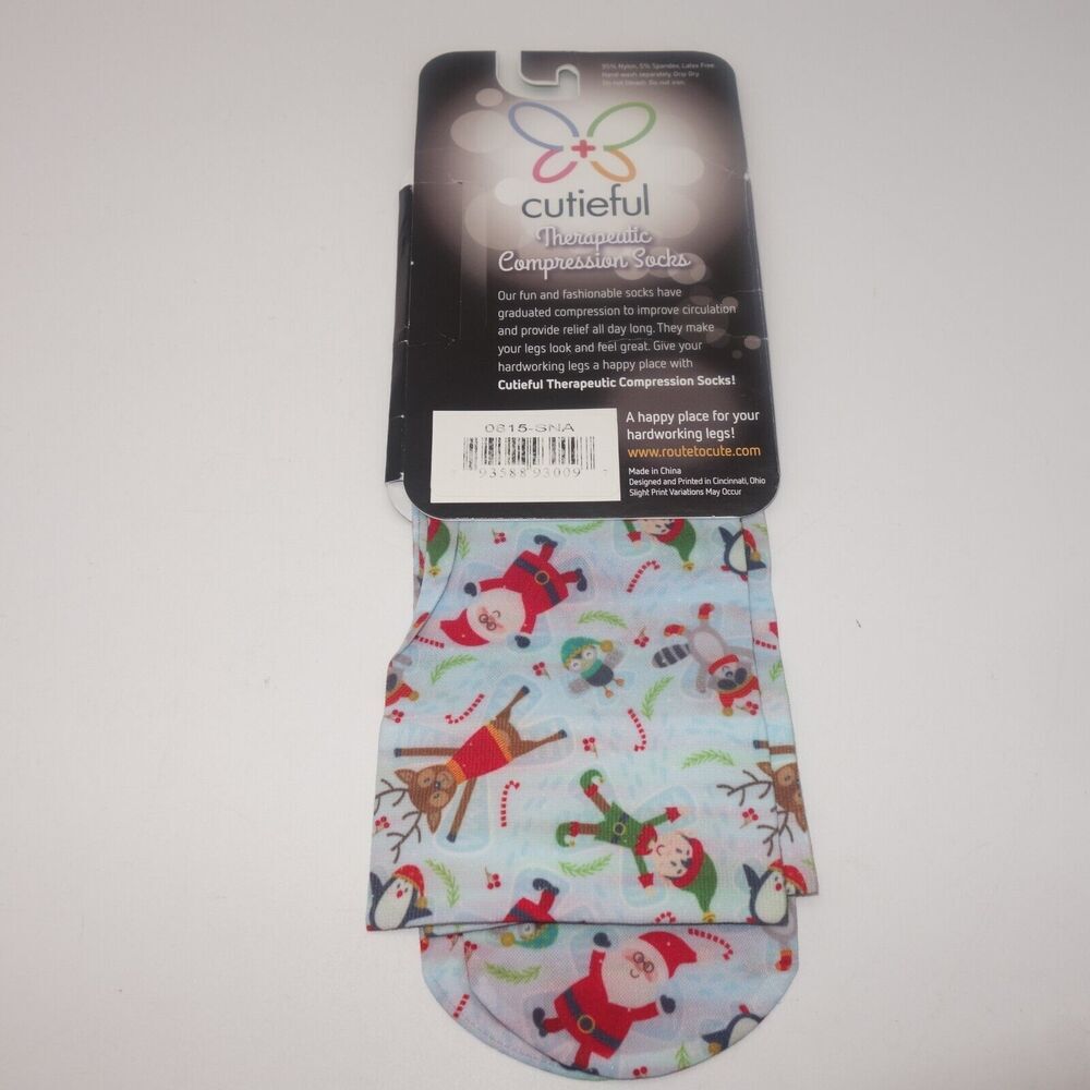 NEW Cutieful Therapeutic Compression Socks Fits Sizes 5-11 Christmas Snow Angels - Picture 5 of 6